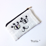 cat&flower刺繍のミニポーチ