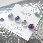 再販´- 春色✲ 天然石の雫－フローライト－Pierce／earring 金属アレルギー対応