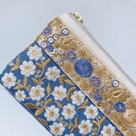 【中】インド刺繍のファスナーポーチ