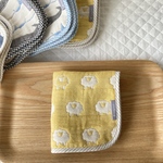 ふんわりガーゼハンカチ　6重織ガーゼ　ひつじ　イエロー