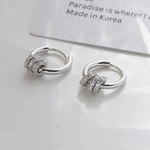 1セット限り❣️おしゃれシルバー3連フープピアス／2wayジルコニアsilver925 普段使い オフィス 新学期 結婚式 入学などに