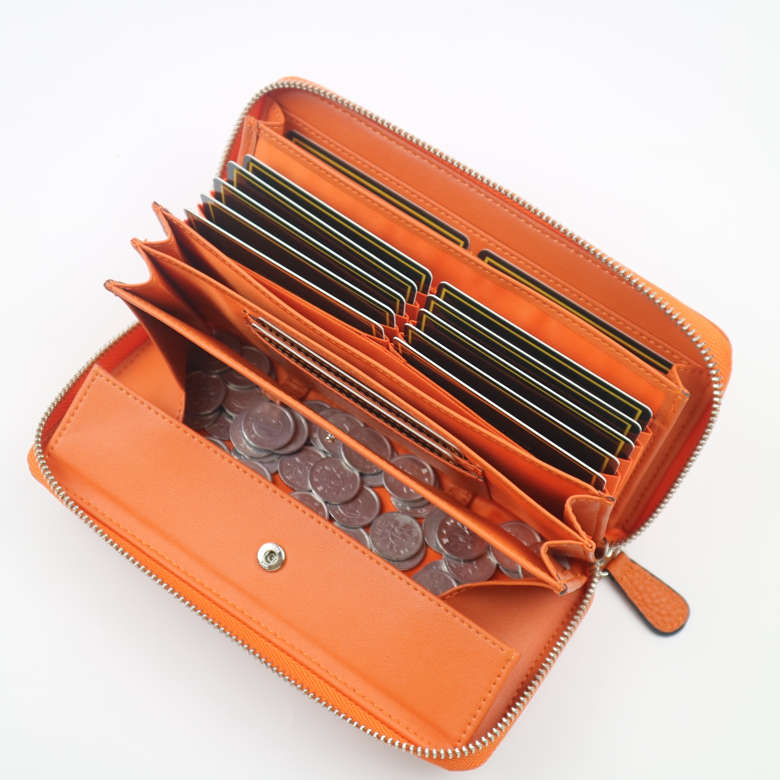 新作品　オーレンジ系　イタリアンレザー　牛革/本革　長財布　人気商品　男女兼用