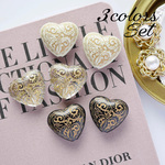《3color SET》アンティーク風大きめハートビーズ/3カラー×4個