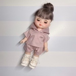 ソランちゃん メルちゃん 服 ෆ̈ 袖ラインパーカー＆ショートパンツ  ピンク