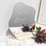 シルバーミラーウェルカムボード(ミニサイズ)結婚式／台座付・アクリル製・彫刻