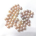 淡水真珠　8-9mm　ポテト　両穴　バラ珠ナチュラルカラー　薄いオレンジ・薄いワインカラー　※50個セット