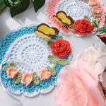レース編み ドイリー お花のコースター 2枚セット🌷🌸🌺🌻🦋💫