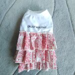 犬服！バンダナパッチワーク　フリフリワンピース