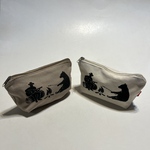 クマさん　ハンドメイド　帆布付ポーチ　ポケット付き