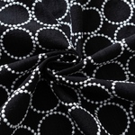 刺繍生地【ブラック70㎝×50㎝】タンバリン柄　コットンリネン　