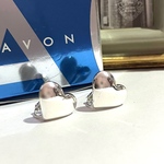 AVON AMERICA VINTAGE EARRING  ハートシルバーヴィンテージ　イヤリング　アンティーク  クラシカル　大ぶり　クリップ　ナチュラル　カジュアル　ビーズ　コスチューム　