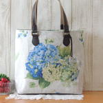 sak~様オーダー品フランスリネン『紫陽花』 横長 大きめバッグ