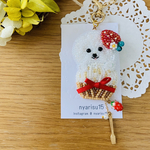 🍓🐻‍❄️ケーキ🧁ビションフリーゼさんのブローチ&キーチャーム🐾✨2way