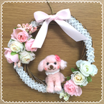 羊毛フェルト♡ピンクのトイプードル♡リース
