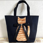 ふわふわ茶トラ猫の肩掛けトートバッグ