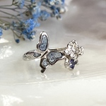 【一点物】花と蝶のタンザナイトリング（silver925）（11号前後）