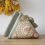 《インド刺繍リボン》テトラポーチ / バッグチャーム