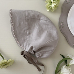 【casual】ベビー  ボンネットfor girls / 刺繍入り　ライトグレー