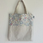 ミニ手提げバッグ(切り替え上リバティベッツィグレー系)