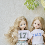 リバーシブルナンバーロゴTシャツ　ショート丈半袖　1/6ドール用リカちゃん服アウトフィット