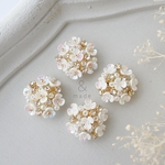 【2個】紫陽花カボション　ホワイト　ボタニカル　貼り付け　アジサイ　あじさい