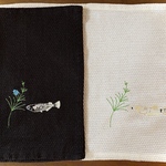 ミシン刺繍　めだかペア　ランチョンマット