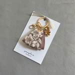 フェイクレザー×刺繍リボン　キーリングcombi（キーチャーム　キーホルダー）　