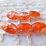 オレンジとパープルのクラッシュチェコビーズ6個