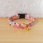 【完成品】やわらかコットン猫の首輪（ストロベリーフラワーピンク）