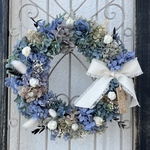 紫陽花リース💙ブルー、パープル　あじさい　あじさいリース　プリザーブドフラワー　インテリア　誕生日プレゼント　新築祝い　結婚祝い　母の日　前撮り　ウェルカムスペース　