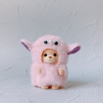 薄ピンク×紫 もこもこモンスター シルバニア 赤ちゃん 着ぐるみ