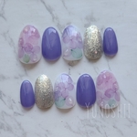あじさいと雫ネイル*☂*̣̩⋆̩Purple