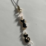 親子ねこお守り・幸せのパワーストーンストラップ☆水晶・ローズクオーツ
