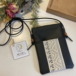 1点物♡スマホポシェット ⑅⃛インド刺繍リボン⑅⃛ スマホショルダー ブラック 