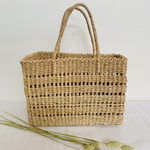 全国一律送料無料　【沖縄産月桃使用】手紡ぎ手編みの月桃かごバッグ