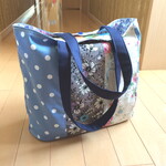 肩掛けトートバッグ☆花柄＆ドット7150③・サブバッグ・エコバッグ