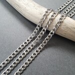 [1m] ステンレス製 3mm幅 エレガンス 3mmx5.5mm 喜平チェーン シルバー 本ロジウムメッキ ニッケルフリー 金属アレルギー対応