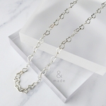 SALE!【100→150cm】ハートのチェーン　大-シルバー　デザインチェーン　ネックレス