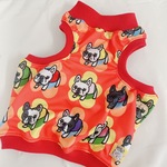 ♡接触冷感犬服オーダー★ずり落ち防止マッチョタンクメッシュトップお花フレブル赤♪フレブル服中型犬小型犬パグ服フレンチブルドッグ服中型犬小型犬ボストンテリア服ボーダー