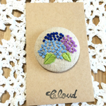 刺繍ブローチ/リネン/あじさい