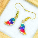 虹色★天使の羽根ピアス（金枠）
