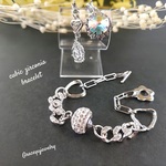 ✩キュービックジルコニア✩フラワーマンテルブレスレット　留め金具変更できます。オリジナルオーロラチャーム／minne_new/マグネットクラスプ