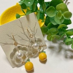NEW ゆずと大ぶりお花のイヤリングピアス