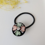 ビーズ刺繍ボタンのヘアゴム