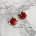 珊瑚×シルバー　イヤリング/ピアス