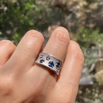 13号限定セール  幅広天然石シルバーリング　KR7693　　ブルートパーズ　アクアマリン　アパタイト　サファイア　ホワイトトパーズ　サファイアシルバーリング