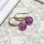 京都オパールのシンプルフックピアス（ピンク）