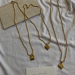 -love♡ボールチェーンネックレスー　ハートネックレス　ボールチェーン　ボールチェーンネックレス　サージカルステンレス　金属アレルギー　チェーンネックレス