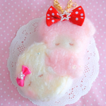 ふわふわひつじとお月さまといっしょバッグチャーム(ピンクひつじ)