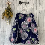 ☆　浴衣リメイク　大輪の菊の花　パフ袖ブラウス　♪